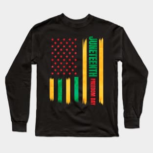 African Colors American Flag Freedom Day Juneteenth Long Sleeve T-Shirt